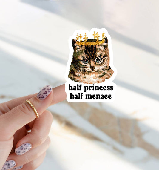 Half Princess Half Menace Cat Sticker
