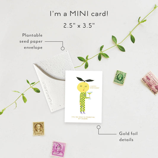 Yuzu Sprout - Birthday Mini Greeting Card 2.5" x 3.5"