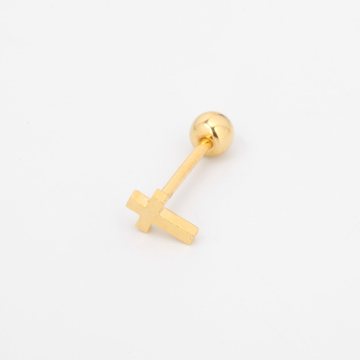 Tiny Solid Cross Screw Back Earring