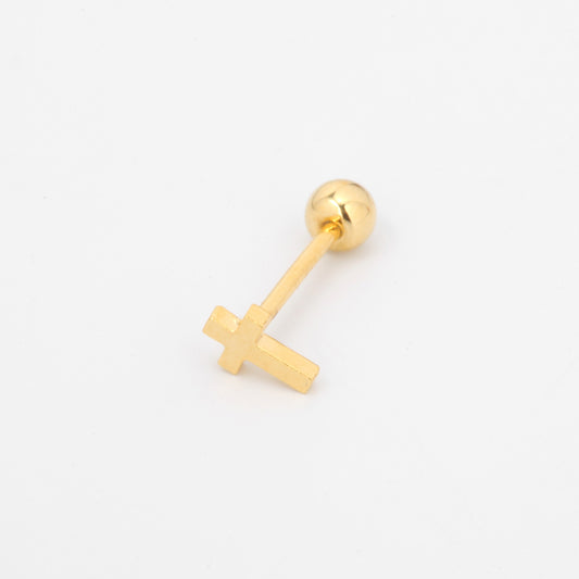 Tiny Solid Cross Screw Back Earring