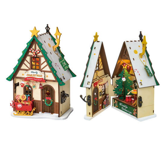 DIY Miniature House Kit: Twinkling Christmas House