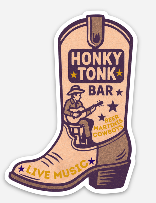 Honky Tonk Boot Sticker 