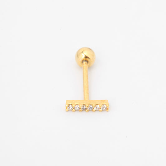 Tiny Crystal Bar Screw Back Earring