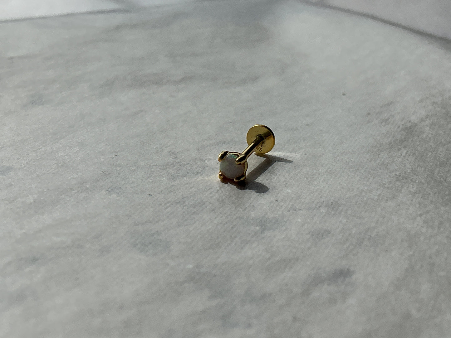 Opal Flatback Stud Earring