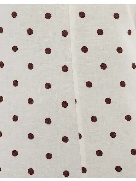 Carmela Linen Dress - Brown Polka Dots