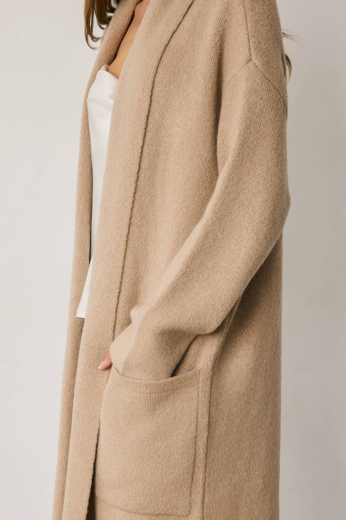 Relaxed Open Front Long Cardigan