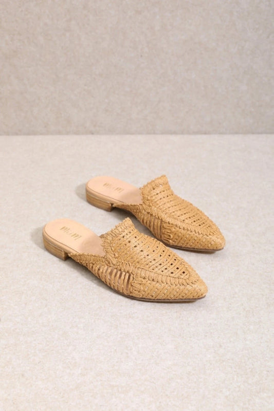 GRACE Pointed Woven Mules | Khaki