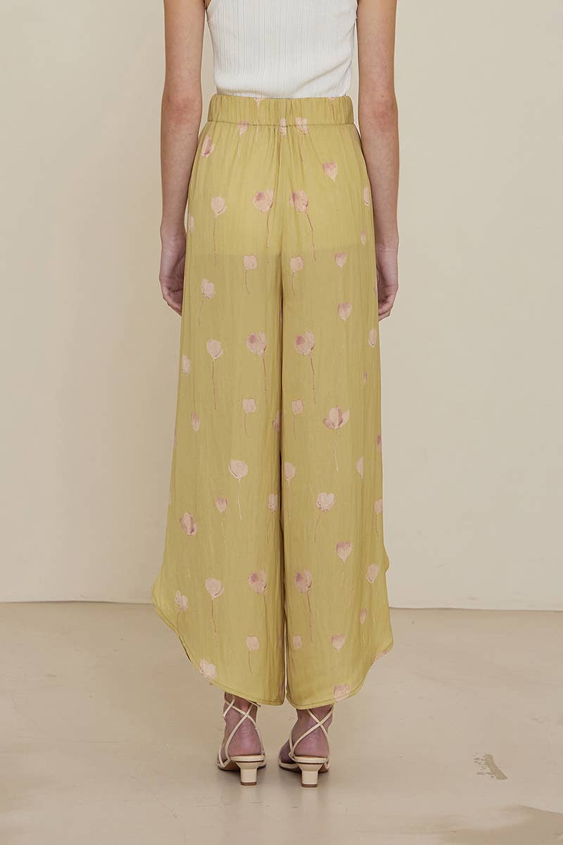 Printed Side Wrap Wide Pants