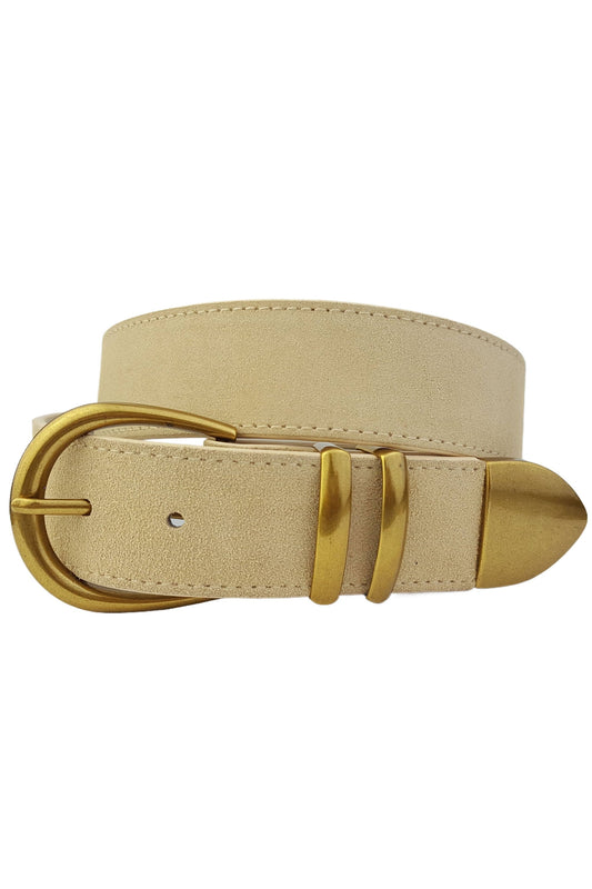 Genuine Suede Leather Belt w. buckle, loops and tip set