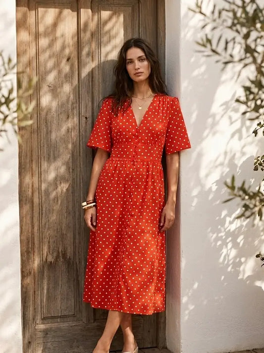 Suzzie Cotton Polka-Dot Dress
