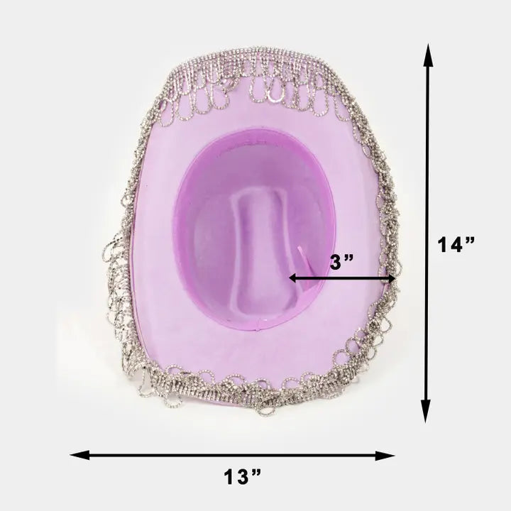 Intricate Rhinestone Curtain Fringe Western Cowboy Hat