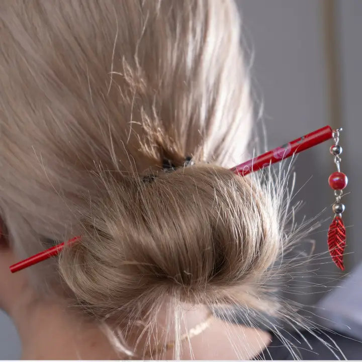 Japanese Floral Hair Sticks with Beads