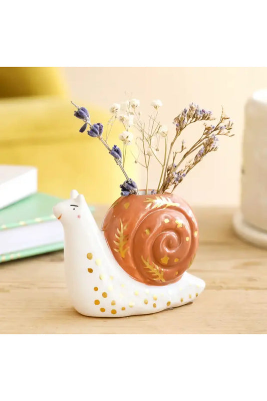 Tiny Snail Ceramic Bud Vase