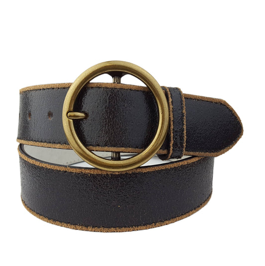 Vintage Leather Belt with Distressed Edge