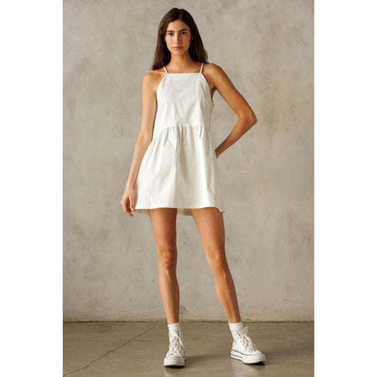 Off White Halter Mini Dress