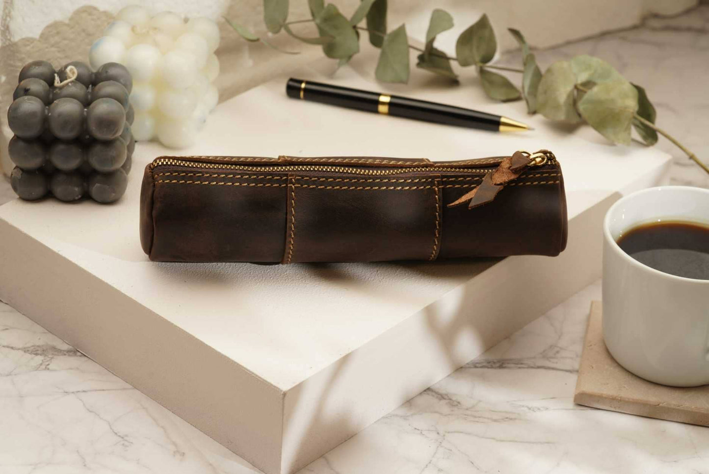 Leather Pencil Case, Make-up Brush Holder, Pen Holder