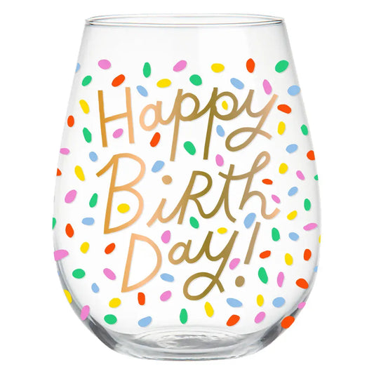 Birthday Stemless Wine Glass 22oz | Happy Birth Day