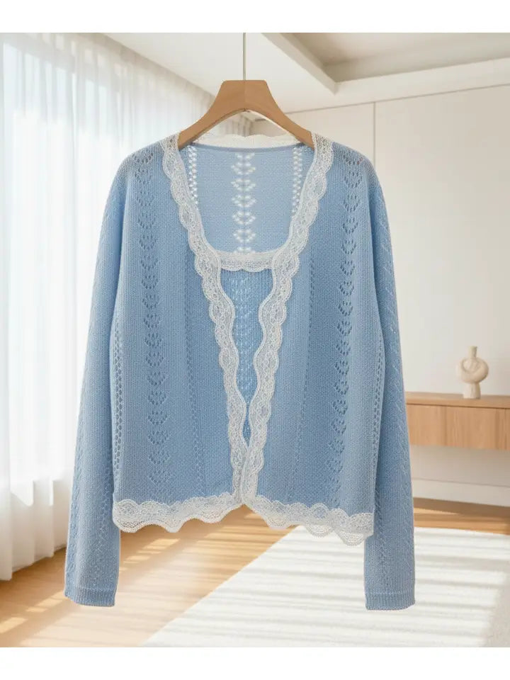 Twinset Cardigan & Top in Lace Knit