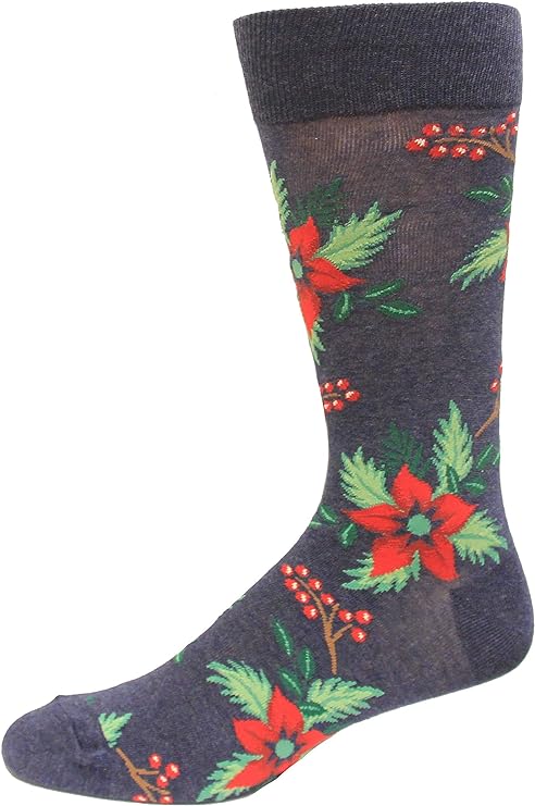 HOTSOX Men's Christmas Poinsettia Socks