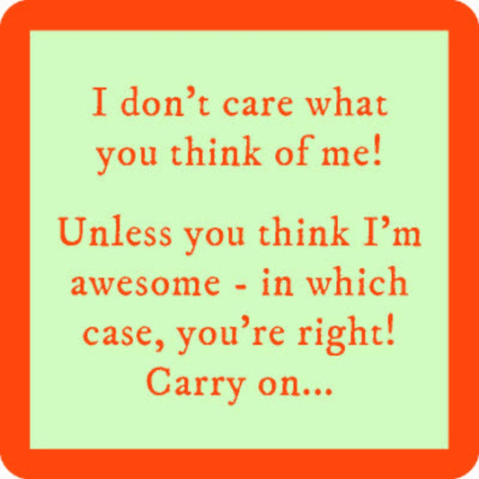 COASTER Don't Care | Funny Party Gift | Home Bar Decor