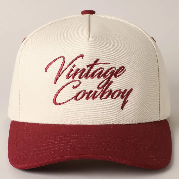 Vintage Cowboy Embroidery Two Tone Baseball Cap