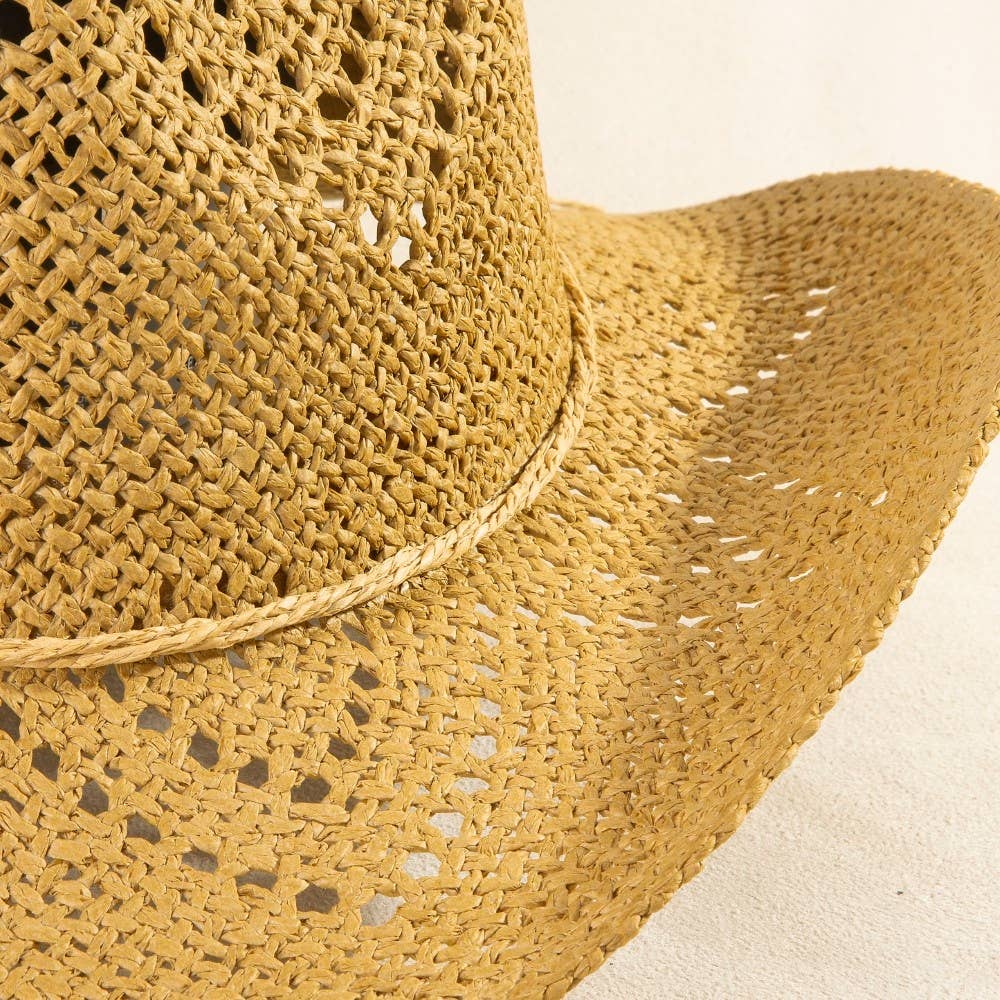 Thin Rope Strap Straw Cowboy Hat
