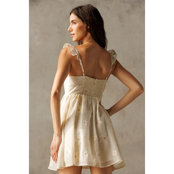 Cream & Pink Dainty Mini Dress