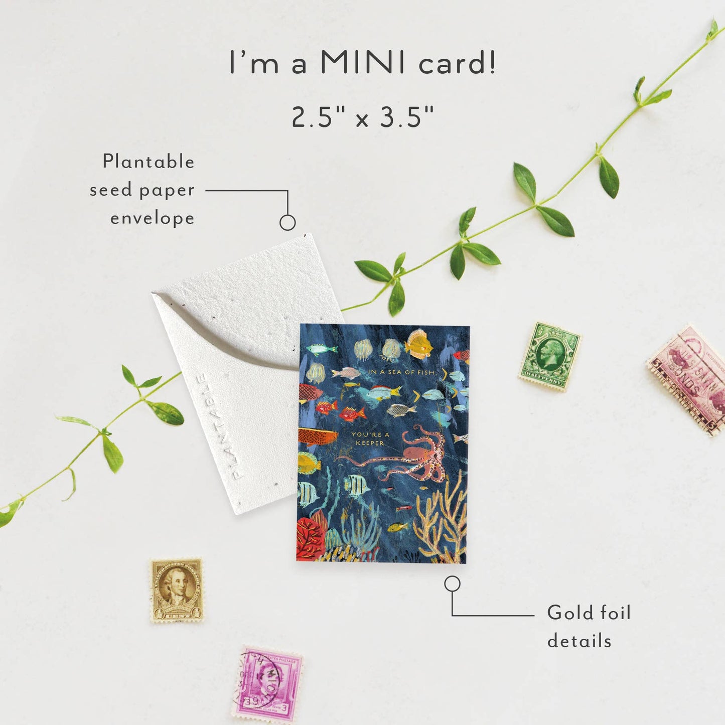 You're a Keeper Sprout- Friendship Mini Greet Card 2.5"x3.5"