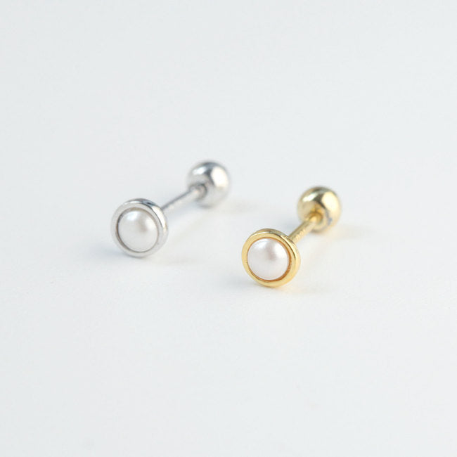 Tiny Pearl Screw Back Earring