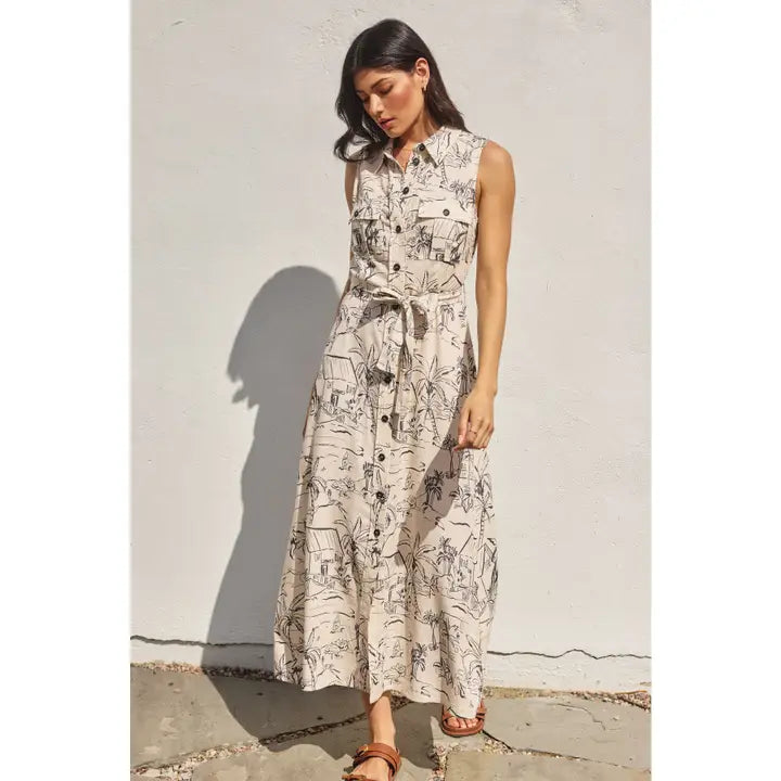 Sail Away with Me Sleeveless Shirt Dress