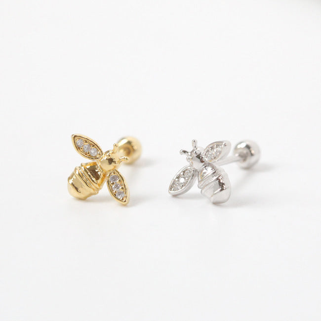 Tiny Honey Bee Screw Back Earring