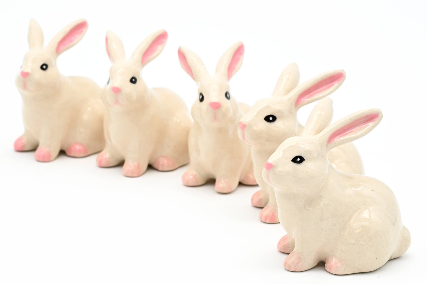 Miniature Ceramic Tiny Small White Rabbits | Individual