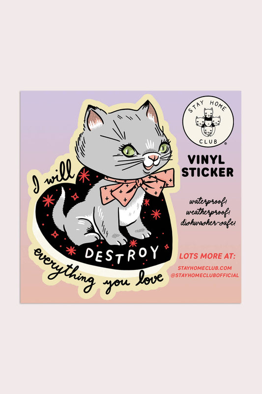 Destroy Kitten Vinyl Sticker