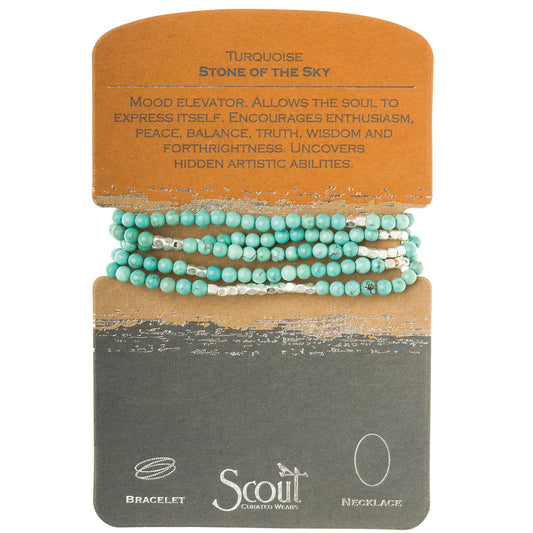 Stone Wrap Necklace & Bracelet | Turquoise/Silver