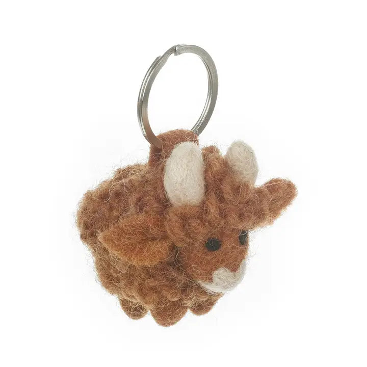 Handmade Felt Fair Trade Highland Cow Keyring