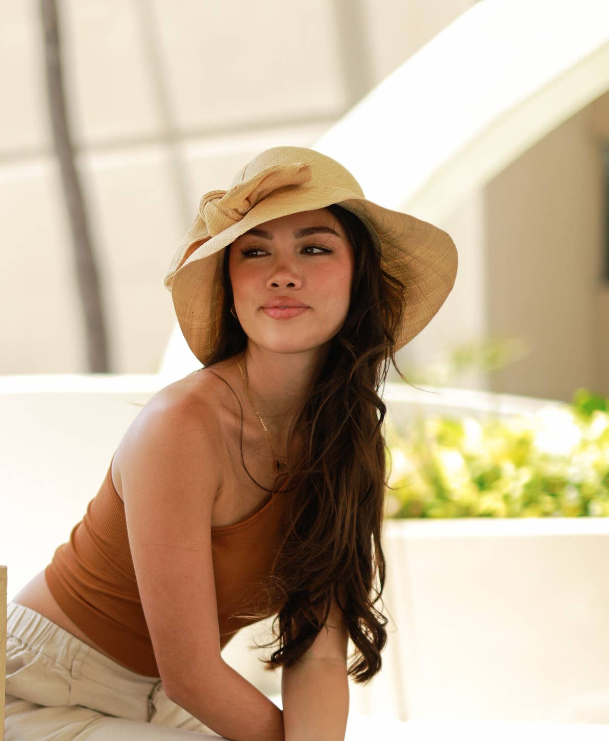3" Brim Cara Straw Hat with Big Bow