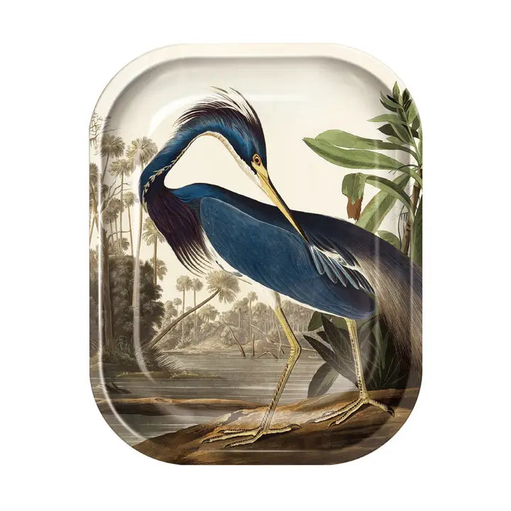 Small Metal Vintage Audubon Louisiana Heron Trinket Tray