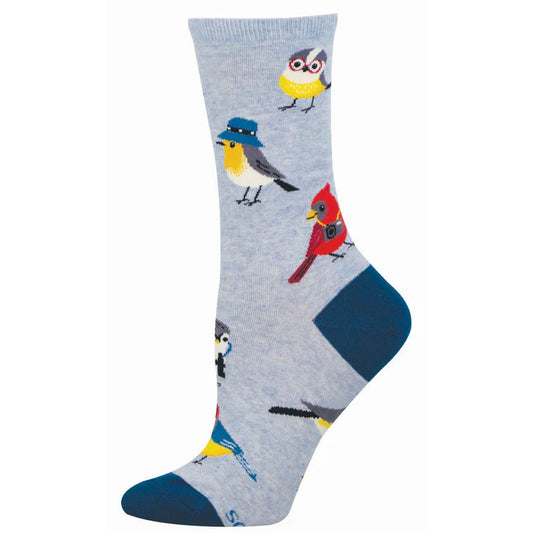 Bird is the Nerd Blue Heather Socks
