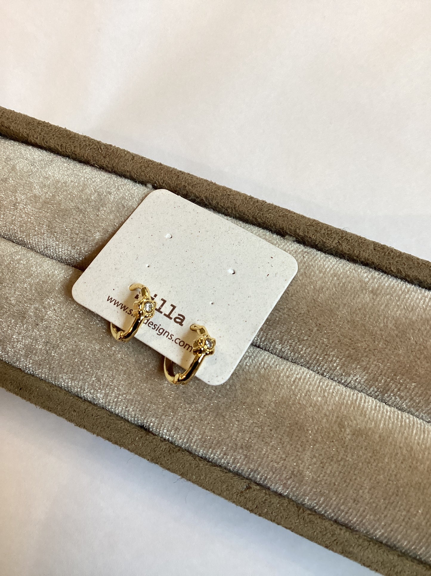 Tiny Crystal Huggie Hoop Earrings