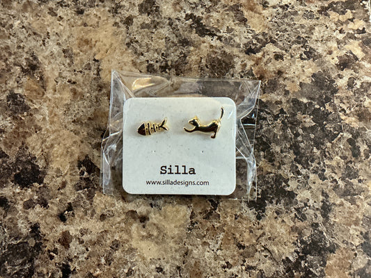 Cat and Fish Earrings