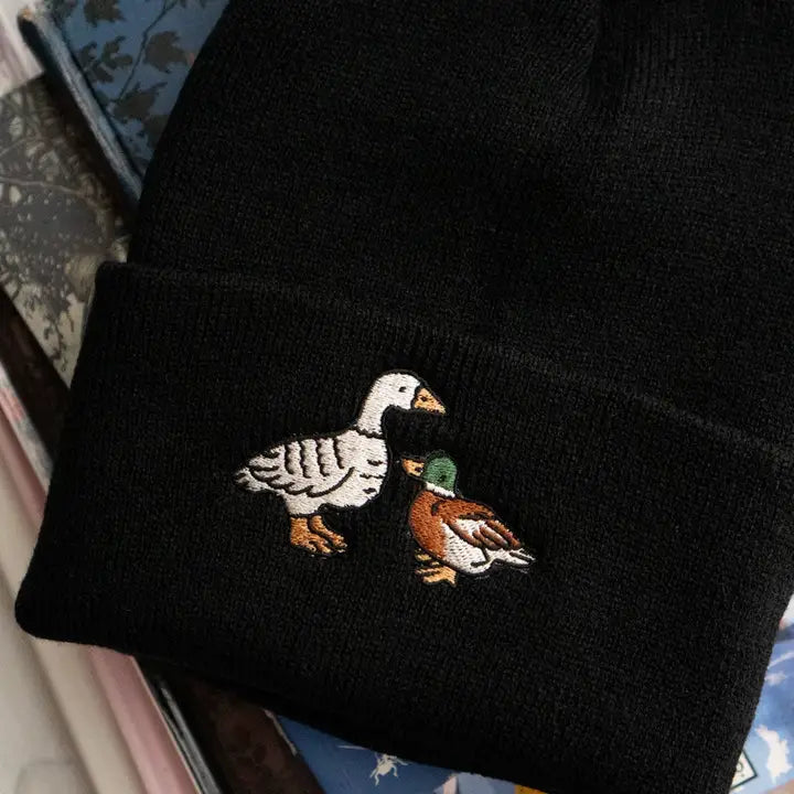 Fowl Beanie (Duck and Goose) | Knit Toque with Embroidery