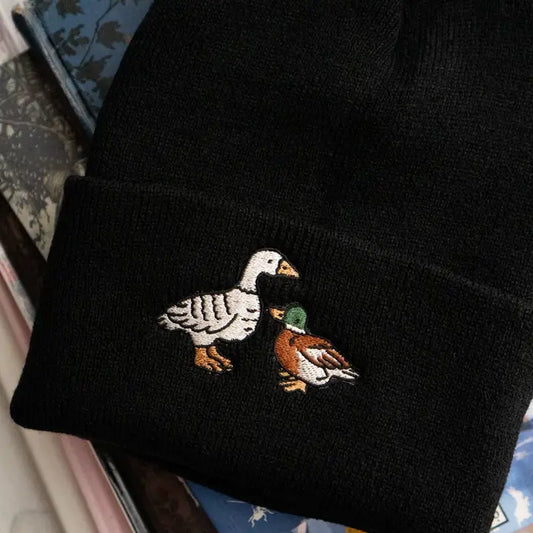 Fowl Beanie (Duck and Goose) | Knit Toque with Embroidery