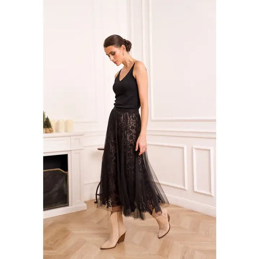 Jupe Tulle and Lace Maxi Skirt