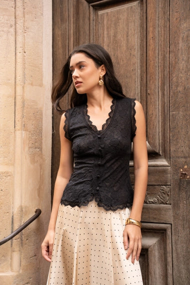 Lace Neckline Top