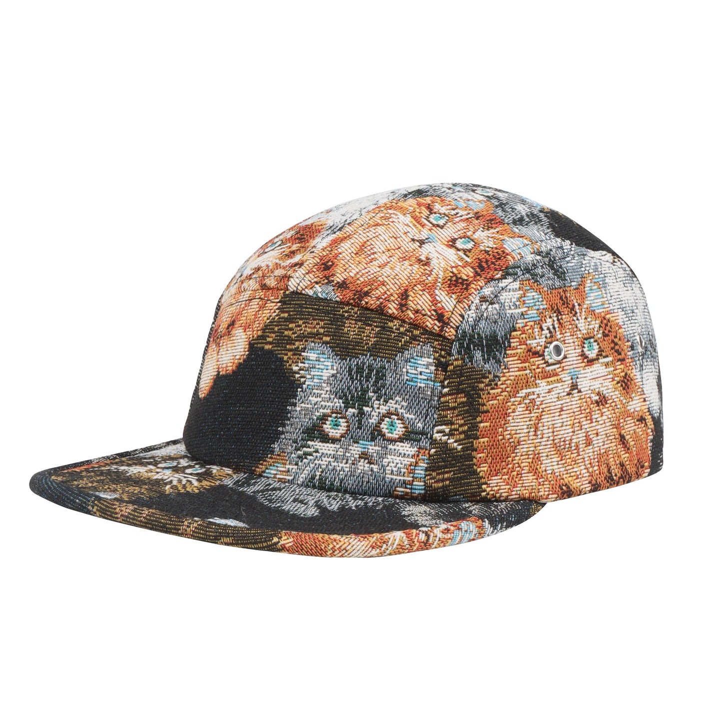 Cat Jacquard 5 Panel Hat Camp Cap | Cat Lover Streetwear Hat | HatPhile