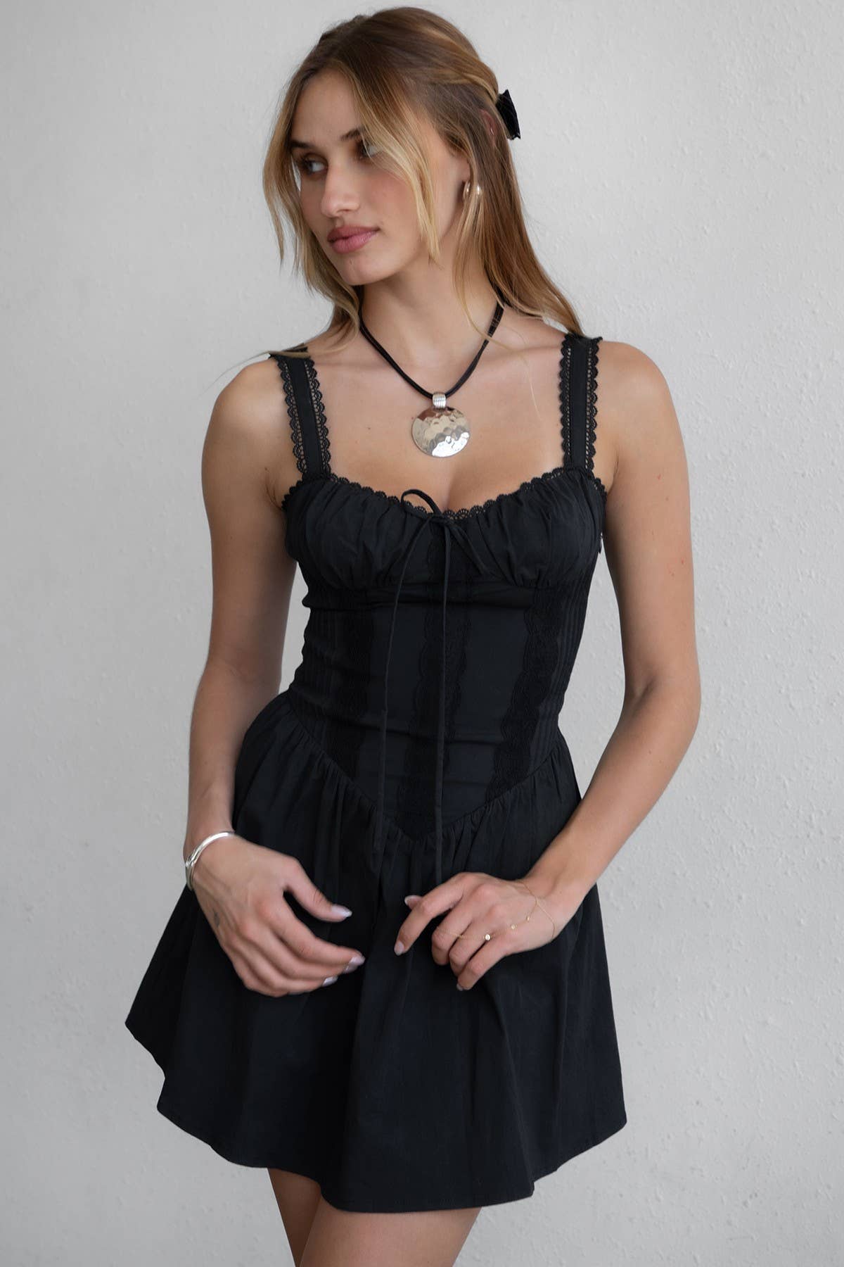 DARCY Body Cinching Stretch Poplin A Line Dainty Mini Dress