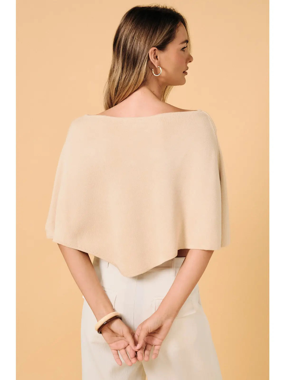 Slouchy Neck Line Poncho Knit Top