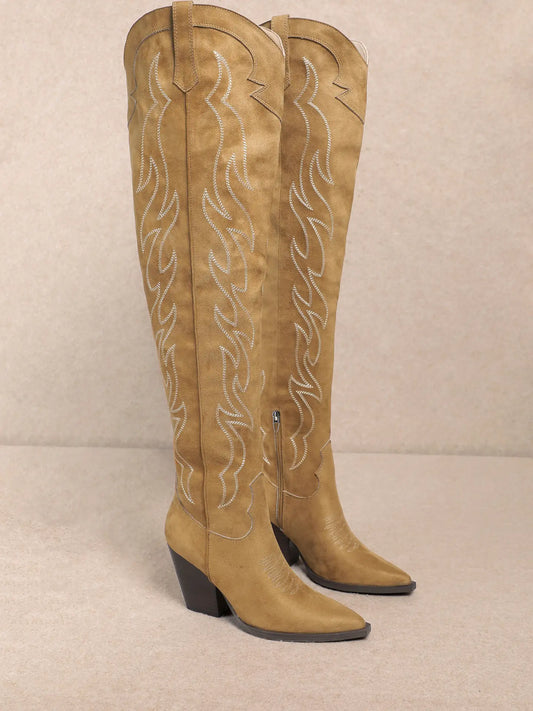 ABBY Cowboy Boots | Khaki