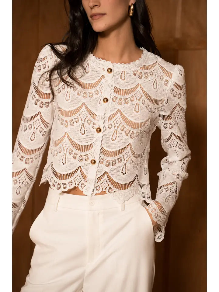 Two-Tone Guipure Lace Vest Jacket