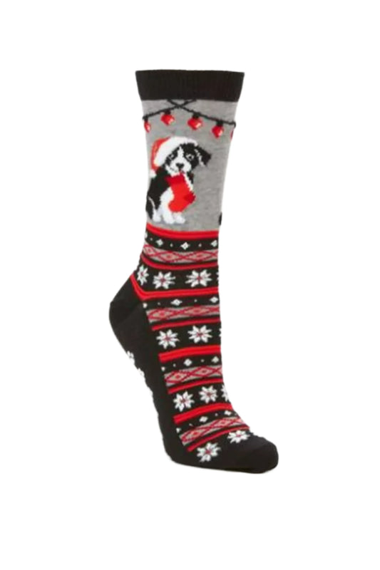 HOTSOX Women's Christmas Border Collie Crew Socks